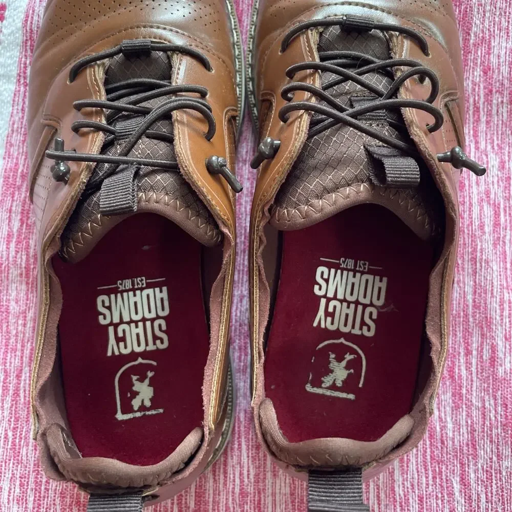 Stacy Adams Sync Plain Toe Elastic Lace-Up Dress Shoes Size 6M